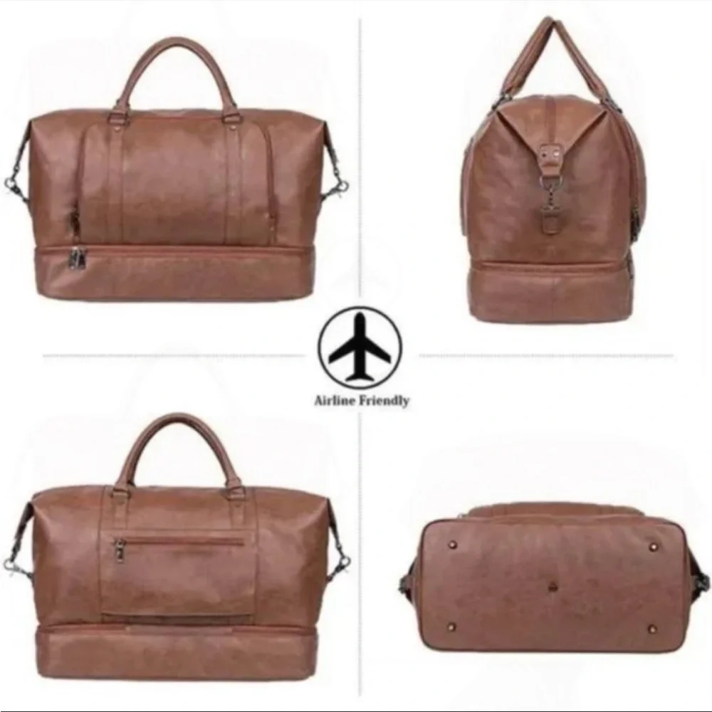 New Large Overnight Travel Duffle Tote Bags, Brown